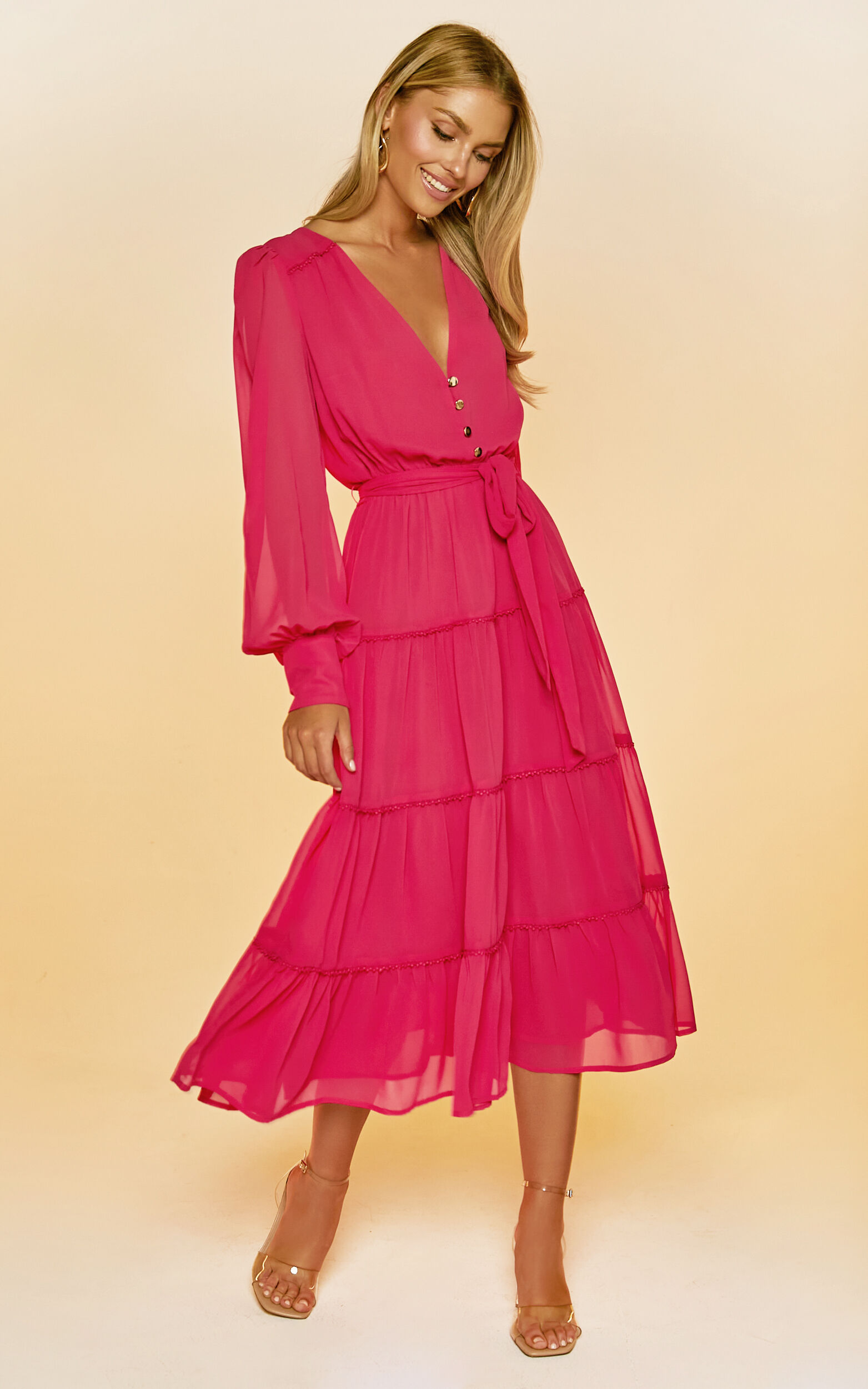 pink dress long sleeve